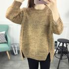 Slit-front Long Sweater