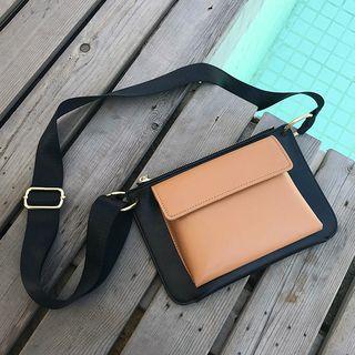 Faux Leather Crossbody Bag Khaki - One Size