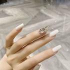 Rhinestone / Plain Faux Nail Tips 239 - Glue - White & Silver - One Size