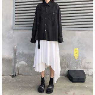 Long-sleeve Plain Shirt / Plain Layer Skirt