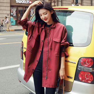 Snap-buttoned Long Jacket