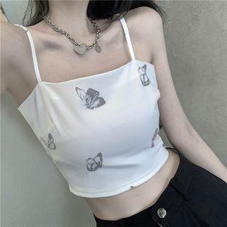 Butterfly Print Camisole Crop Top