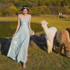 Spaghetti-strap Glitter Maxi Sheath Dress