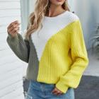 Long Sleeve Color-block Knitted Top