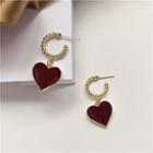 Heart Glaze Alloy Dangle Earring 1 Pair - Gold - One Size