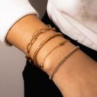 Set Of 4: Alloy Bracelet 15135 - Gold - One Size