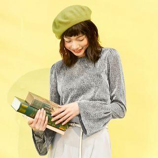 Long-sleeve Glitter Ruffled Top