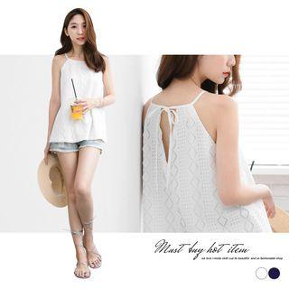 Lozenge Crochet Halter Camisole Top