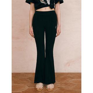 Lettuce-hem Boot-cut Knit Pants
