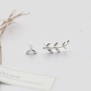 Non-matching Leaves Sterling Silver Earrings