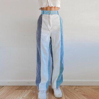 Corduroy Paneled Straight Leg Pants
