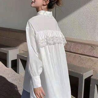 Lace Trim High Low Shirt