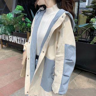 Two Tone Hooded Jacket Blue & White - One Size