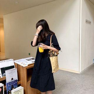 Short-sleeve Frill Hem Dress