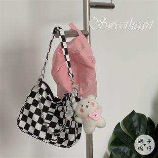 Checkered Shoulder Bag / Bag Charm / Set