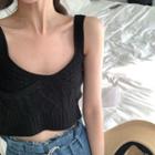 Cropped Cable Knit Tank Top