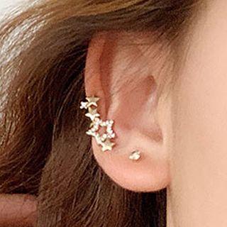 Non-matching Star Stud Earring 1 Pair - Tight - Clip-on Earrings - Stars - One Size