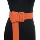 Square Buckled Canvas Wide Belt