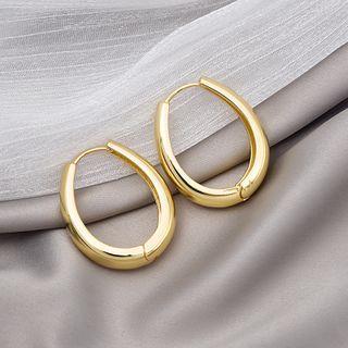 Polished Alloy Hoop Earring E3659 - 1 Pair - Gold - One Size