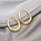 Polished Alloy Hoop Earring E3659 - 1 Pair - Gold - One Size