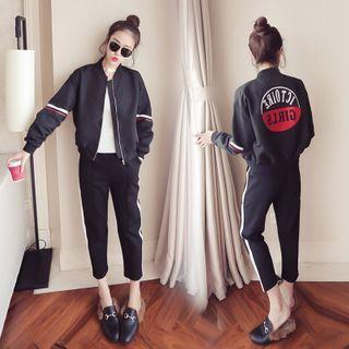 Set: Lettering Bomber Jacket + Sweatpants