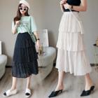 Dot Print Layered Chiffon Skirt