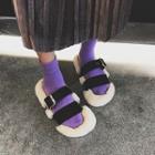 Furry Buckled Slide Sandals