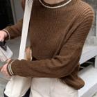 Drop-shoulder Knit Top Brown - One Size