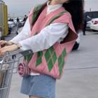 Argyle Sweater Vest / Mock-neck T-shirt