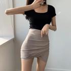 Inset Shorts Shirred Mini Skirt