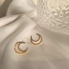 Rhinestone Crescent Stud Earring 1 Pair - Gold - One Size