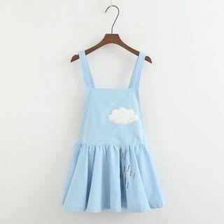 Applique Embroidery Suspender Dress