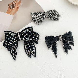 Glitter Bow Hair Clip Black - One Size
