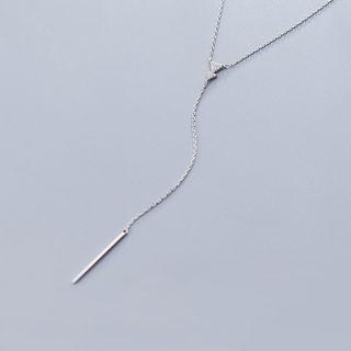925 Sterling Silver Rhinestone Triangle Y Necklace As Shown In Figure - One Size