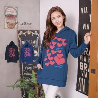 Plaid-heart Hooded Long-sleeve Pullover