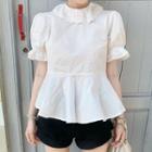 Short-sleeve Ruffled Top White - One Size