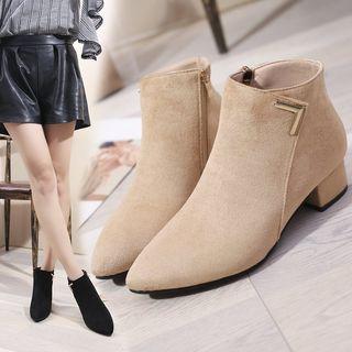 Chunky-heel Pointy Toe Ankle Boots