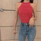 Plaid Halter Top Gingham - Red - One Size