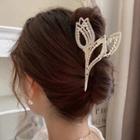 Faux Pearl Floral Hair Claw 1 Pc - Silver - One Size
