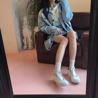 Diamond Check Cardigan / Knit A-line Skirt