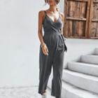 Spaghetti Strap V-neck Tie-waist Jumpsuit