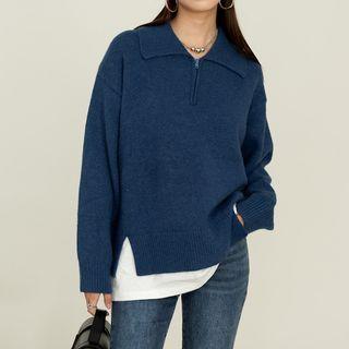 Zip Collar Mock Two Piece Sweater