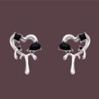 Melting Rhinestone Alloy Earring 1 Pair - Stud Earring - S925 Silver Needle - Silver - One Size