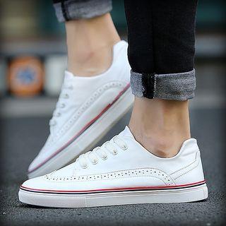 Contrast-trim Perforated Sneakers