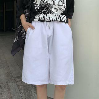 Drawstring Waist Shorts White - One Size