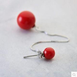Beaded Ear Jacket 1 Pair - Red - One Size