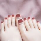 Embellished / Plain Faux Toe Nail Tips J-66 - Brick Red - One Size