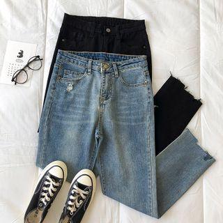 Asymmetrical High-waist Jeans