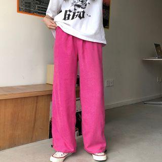 Wide-leg Corduroy Pants Rose Pink - One Size