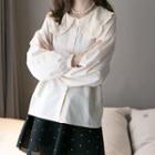 Long-sleeve Eyelet Lace Collar Blouse / Sweater Vest